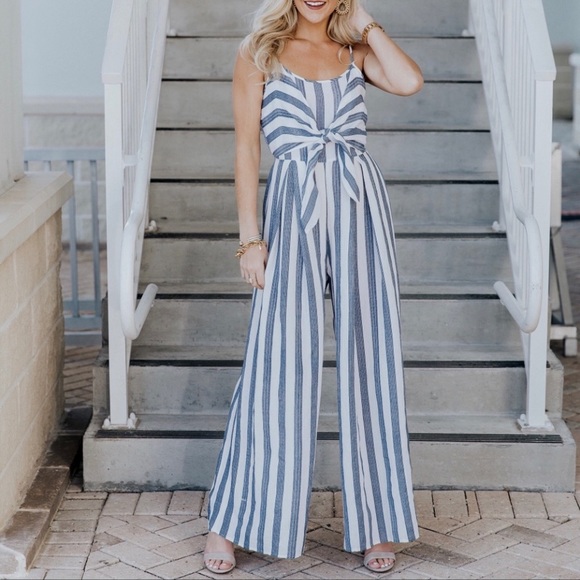 Red Dress Boutique Pants - Red Dress Barn X Torunn Lee Striped Jumpsuit
